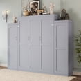thumbnail image 4 of Euroco Wood Queen Size Murphy Bed with Storage Shelves and Wardrobe, Wall Bed with Cabinets, Gray, 4 of 16