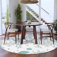 thumbnail image 3 of Teal Coastal Round Rugs for Living Room 6ft Starfish Coral Shell Summer Ocean Beach Non Slip Circle Rug Washable Low-Profile Indoor Carpet for Bedroom, Dining Room, Bathroom, 3 of 9