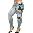 thumbnail image 1 of JDinms Leggings en Faux Jean en Denim à Imprimé Papillon pour Femmes, 1 of 2