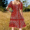 thumbnail image 3 of Red Bandana Short Sleeved Dress womans clothing beach dresses Dress, 3 of 5