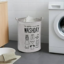 LAMIRO Collapsible Laundry Basket,20" Laundry Hamper with Handles,Waterproof Storage Basket for Clothes,Toy,White