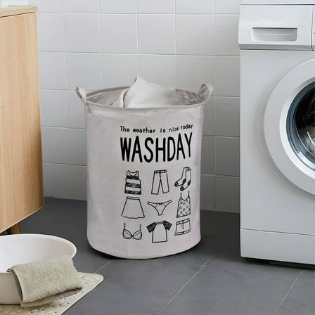 LAMIRO Collapsible Laundry Basket,20" Laundry Hamper with Handles,Waterproof Storage Basket for Clothes,Toy,White