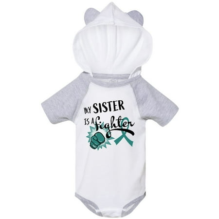 

Inktastic Ovarian Cancer Awareness My Sister is a Fighter Gift Baby Boy or Baby Girl Bodysuit