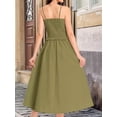 thumbnail image 5 of Women'S Summer Maxi Dress Sleeveless Sundress Strap Smocked Beach Dresses Olive Color M, 5 of 6