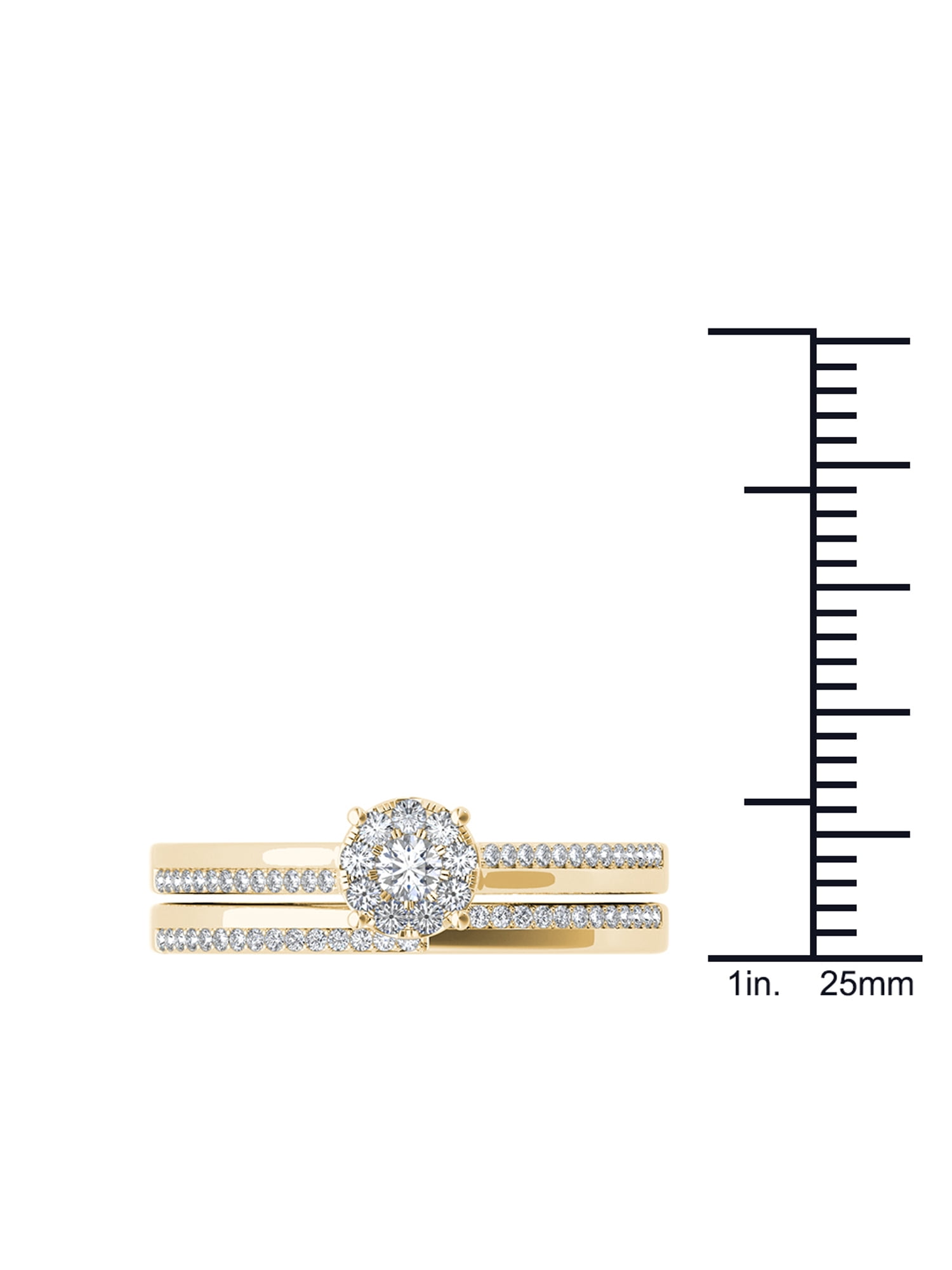 1/3 Carat T.W. Diamond 10kt Yellow Gold Cluster Engagement Ring Set