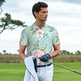 thumbnail image 2 of Kdxio Vintage Floral Print Men's Short Sleeve Polo Shirt,Midweight Men's Shirt, 2 of 6