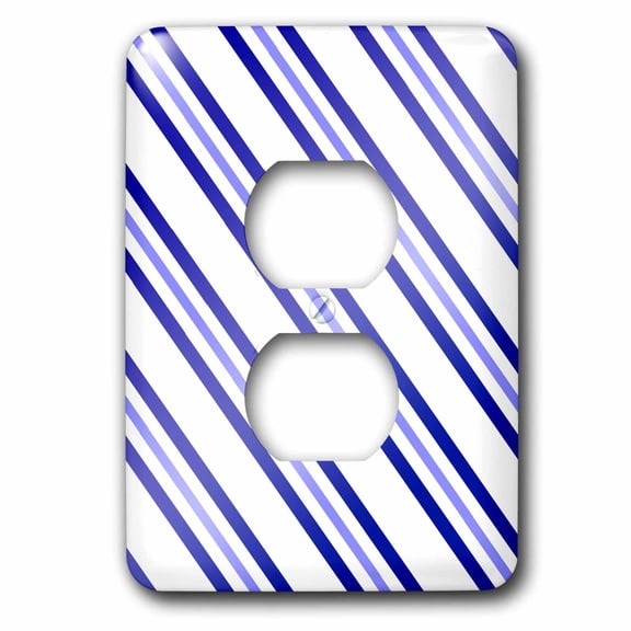 3dRose, Christmas Candy Cane Stripe Blue and White, 2 plug outlet cover