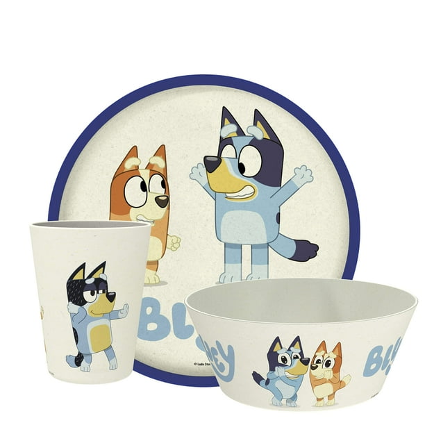 Zak Designs Bluey Kids Dinnerware Set 3 Pieces, Durable and Sustainable Melamine Bamboo Plate, Bowl, and Tumbler are Perfect For Dinner Time With Family (Bluey, Bingo, Bandit, Chilli) Zak Designs NA