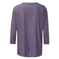 thumbnail image 4 of 3/4 Length Sleeve Womens Tops Fashion Fall Casual Crew Neck Shirts Trendy Solid Tees Cute Loose Comfy Blouses Fall Winter White T Shirts Casual Going Out Tops for Women, 4 of 5