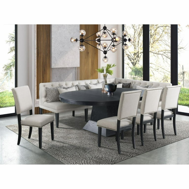 Black glass 2024 oval dining table