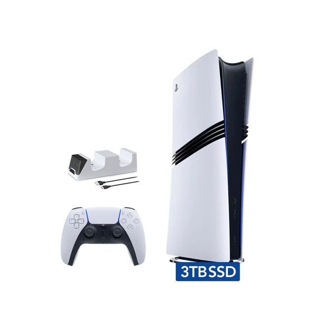 PlayStation 5 Pro Mise à Niveau 3 To Édition Numérique Console, Manette et Chargeur de Manette Mytrix - Blanc, Console de Jeu Phare Pro PS5 3 To SSD PCIe