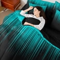 thumbnail image 4 of Manfei Gradient Cyan Bedding Comforter Set 7pcs, Geometric Neon Lights King Bedding Sets, Modern Abstract Black Bed Sheets, Lightweight Room Decor, 4 of 8