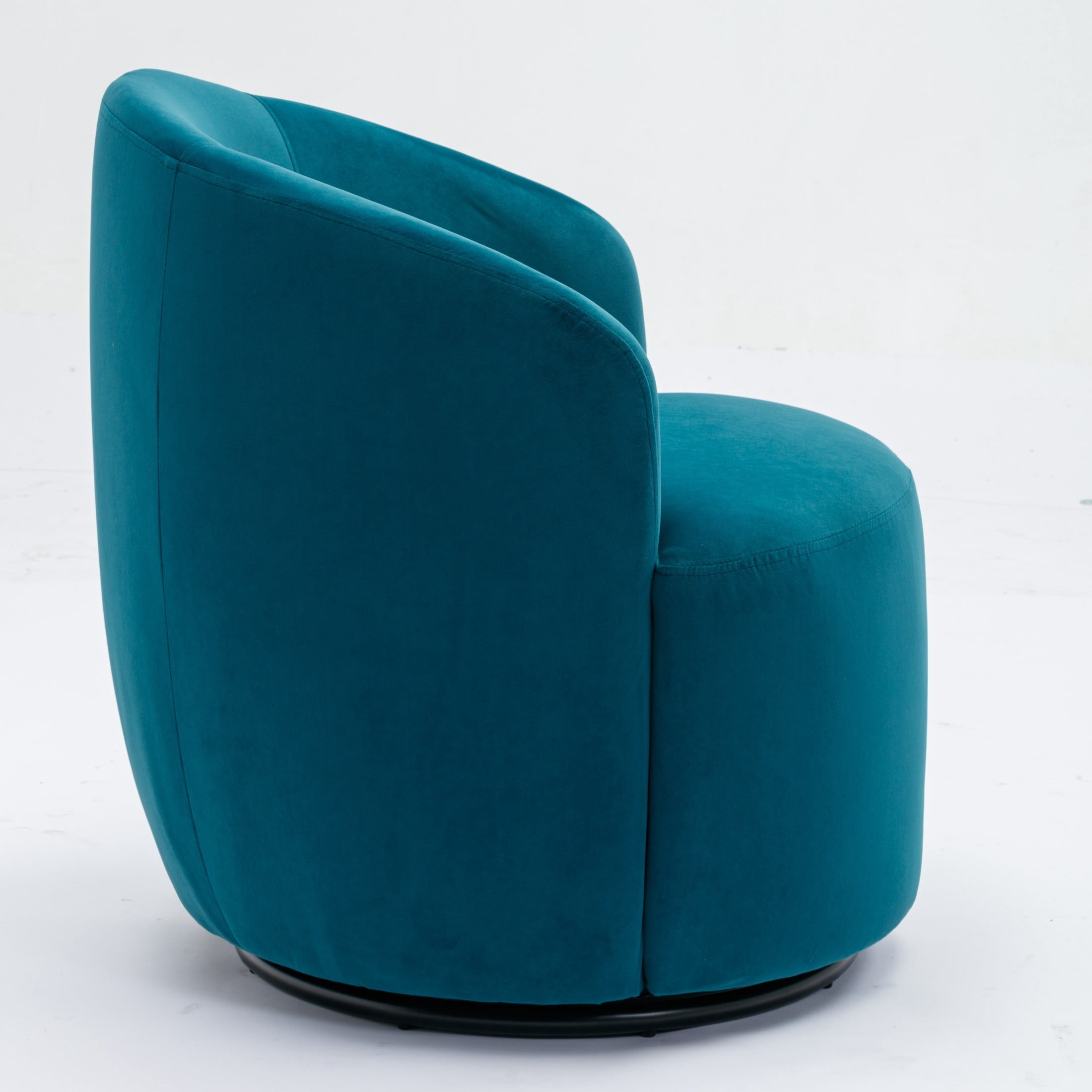 Noble House Arissa 26" Velvet Ergonomic Barrel Armchair, Swivel Reading Chair with Metal Base for Living Room, Teal