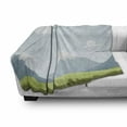 thumbnail image 3 of Cloud Soft Flannel Fleece Blanket, Cartoon Mountains Landscape with Grass and Snow Idyllic Scene of Nature, Cozy Plush for Indoor and Outdoor Use, 50" x 70", Bluegrey Green Pale Blue, by Ambesonne, 3 of 6