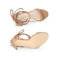thumbnail image 4 of BLISSFUL STEP Women's Strappy Lace Up Slingback Open Toe Stiletto Heel Sandals Nude 11, 4 of 7