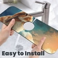 thumbnail image 6 of Fuzoiu Starry Sky Cloud Cute Rabbit Print Kitchen Faucet Suction Pad, Sink Splash Guard Faucet Mat, Faucet Handle Drip Catcher Tray Drying Mat For Bathroom Kitchen Bathroom Countertop, 6 of 7