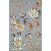 KAS Colonial 1'8" x 2'6" Hand-Hooked Wool Rug in Light Blue