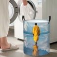 thumbnail image 5 of Sikiie Monk Walking On Water Print Round Dirty Clothes Basket, Waterproof Standing Foldable Storage Basket, for Laundry Room, Bedroom, Bathroom Storage-Small, 5 of 6