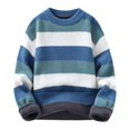 thumbnail image 1 of JHLZHS Mens Leather Jacket Winter New Men's Crew Neck Striped and Pullover Knit Plus Size Fall Jacket 789, 1 of 3
