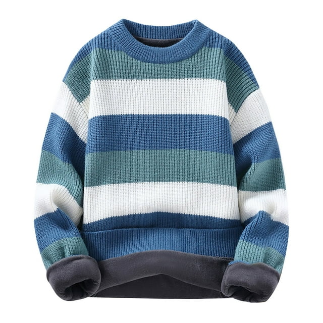 JHLZHS Veste de Soudage Hiver Nouveau Col Rond Rayé et Pull Tricoté Homme Veste d'Hiver 788