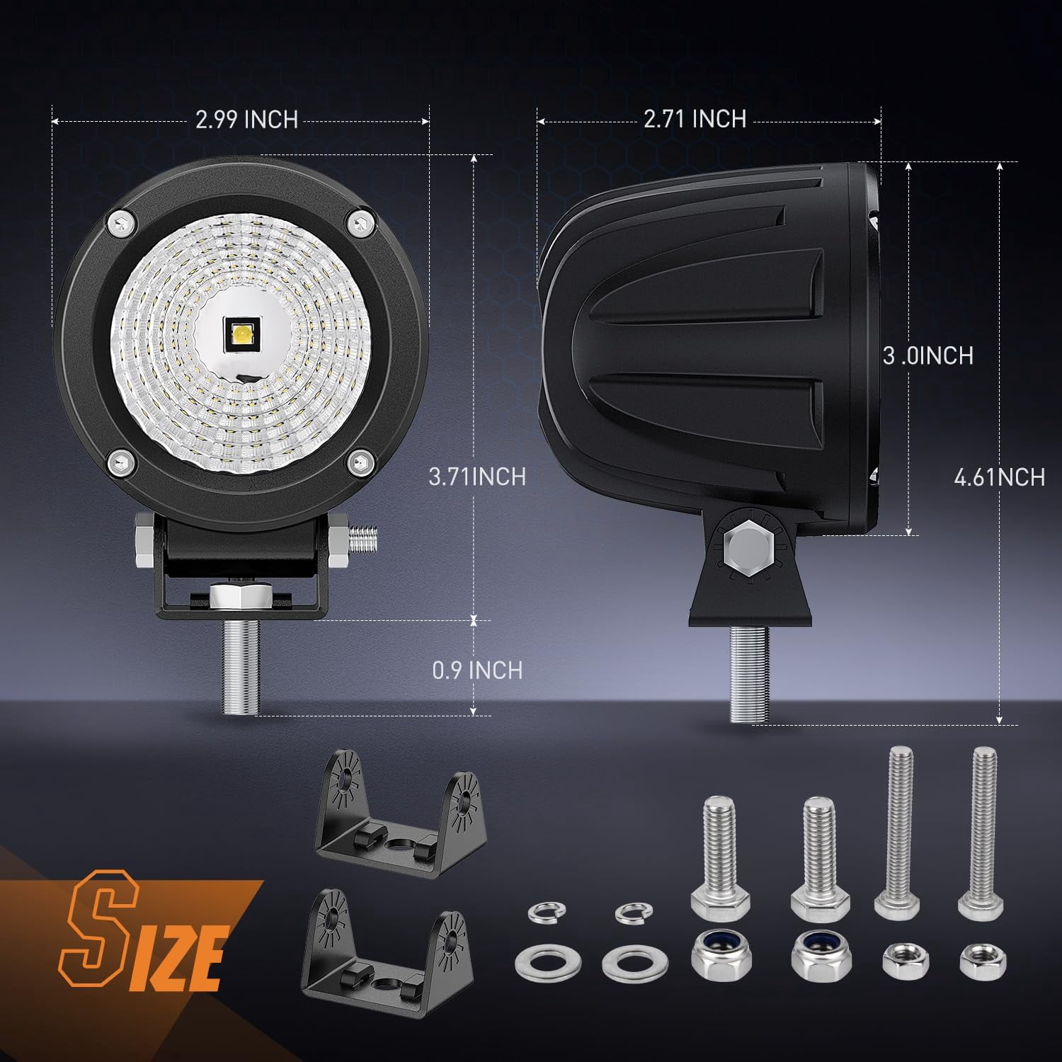 Nilight Led Light Pods 2PCS 3Inch Flood Round Led Offroad Fog Light 1080LM Built-in EMC Driving Lights Auxiliary Light for Motorcycle Motorbike SUV ATV Truck Boat Tractor Forklift, 2 Years Warranty