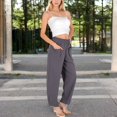 thumbnail image 3 of Women's Wide-Leg Elastic Waist Pants with Side Pockets - Small, Gray, 3 of 7