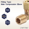 thumbnail image 3 of LTWFITTING 1/4" OD x 1/4" Male NPT 90 Degree Compression Elbow,Brass Compression Fitting(Pack of 5), 3 of 5