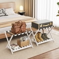 thumbnail image 5 of BAMBOOHOMIE Bamboo Luggage Rack for Guest Room, Wide Suitcase Stand with Storage Shelf, Folding Luggage Stand Holder for Bedroom Hotel Suitcases, White, 5 of 9