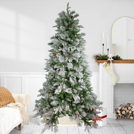 Northlight Real Touch™️ Medium Flocked Rosemary Emerald Angel Pine Artificial Christmas Tree - 7.5'