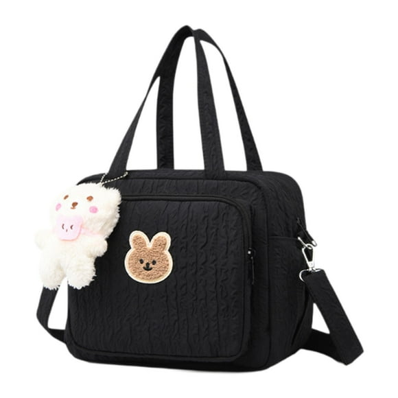 Bolsa de pañales, bolsa de mamá, bolsa de viaje elegante de gran capacidad, bolsa de maquillaje para mamá, bolso ligero, bolsa de almacenamiento multi Negro