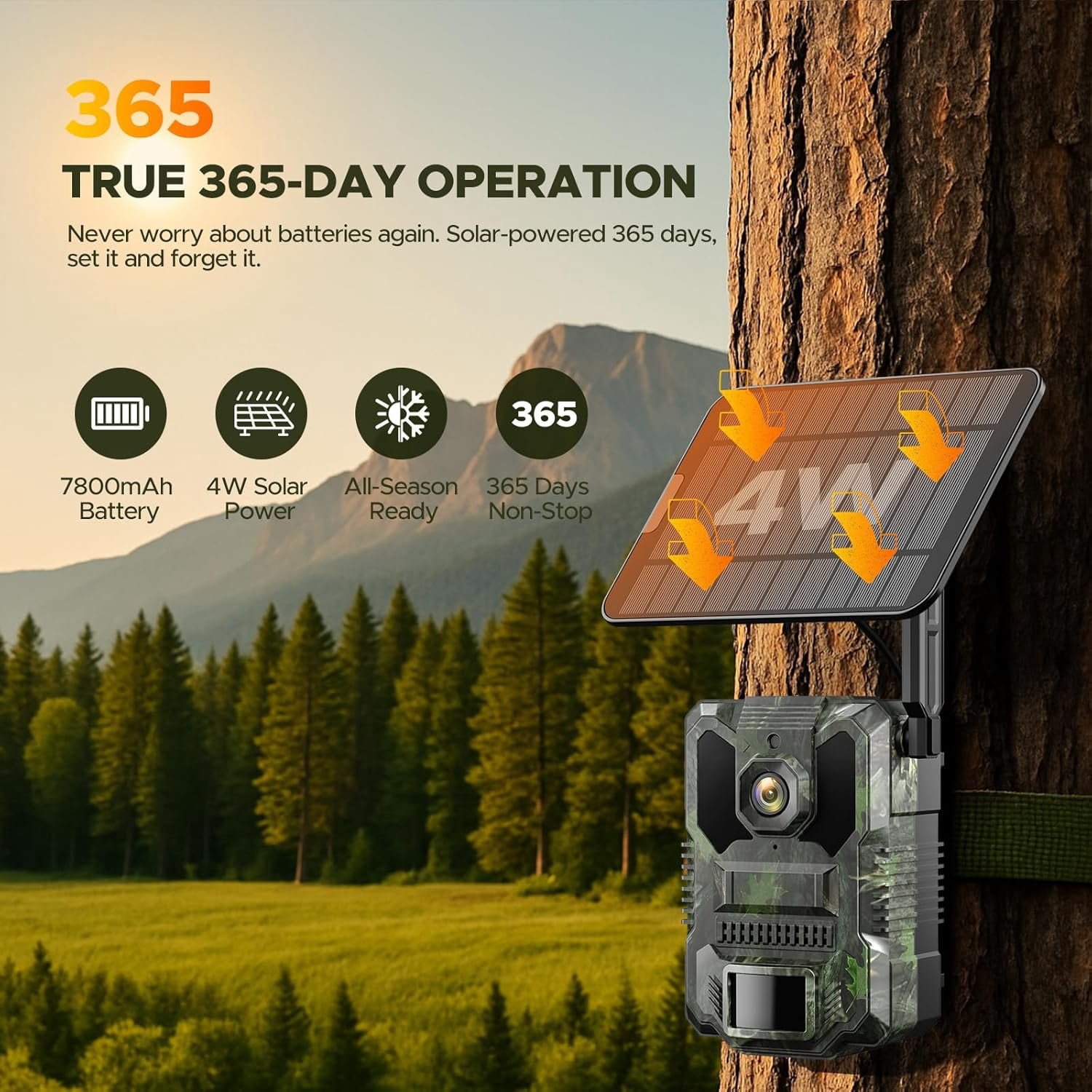CAMPARK Cellular Trail Camera, 2.5k Live Streaming Solar Powered Game Deer Cameras with Night Vision Motion Activated, Waterproof IP66 Built-in SIM Card, No WiFi Needed for Hunting