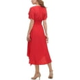 thumbnail image 2 of KENSIE Womens Red Ruched Gathered Shark Bite Hemline Flutter Sleeve Split Midi Wear To Work Hi-Lo Dress 10, 2 of 2