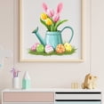 thumbnail image 5 of Spring Pink Tulips Flower Wall Decals, 10.8"x10.6" Light Blue Can with Tulips, Bunny Ears, Multi-Color Eggs, Floral Wall Stickers Baby Nursery Girls Bedroom Living Room Wall Decor, 5 of 6