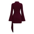 thumbnail image 6 of RUTAYY Women's Dress Knitted Textured Solid Color Slim Fit Bodycon Metal Buttons Casual Daily Wear Trendy Travel Dresses, 6 of 7