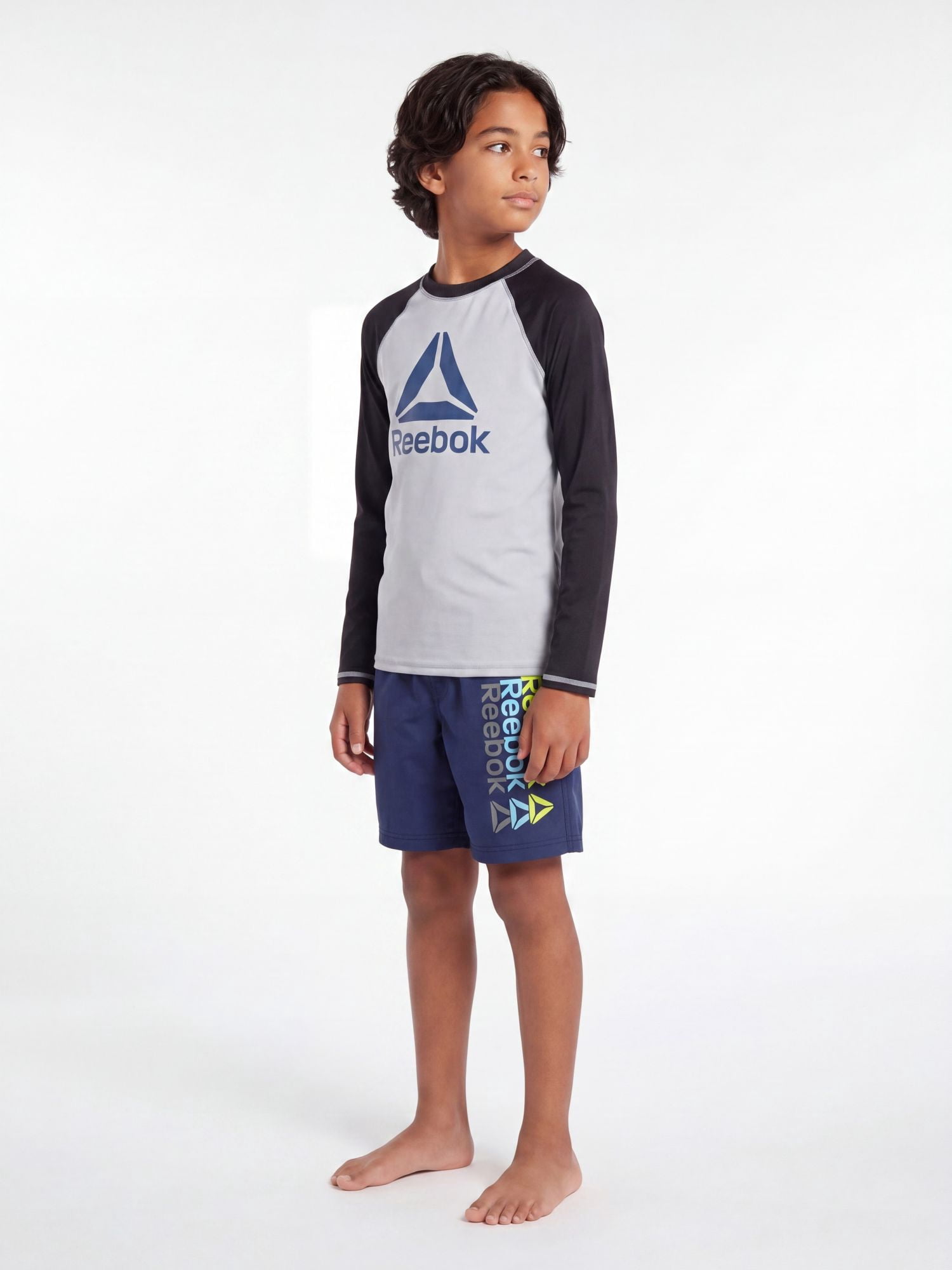Reebok Boys Long Sleeve Rashguard with UPF 50+ Protection, Sizes 4-18
