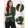 thumbnail image 2 of DARING DIVA Women's 3/4 Sleeve Shawl Lapel Work Blazer with Pockets S Dark Green, 2 of 6