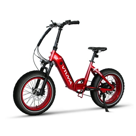 VTUVIA Electric Bike For Adults 750W 48V 13AH LG Internal Battery Step-Thru Electric Bike With Front Suspension 20" x 4.0 Foldable Commuter City Cruiser Ebike