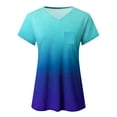 thumbnail image 7 of gakvbuo Summer Plus Size Summer Tops for Women Tops Dressy Casual Trendy V Neck T Shirts Rolled Short Sleeve Tie Dye Gradient Printed Side Split Blouse Tee, 7 of 7
