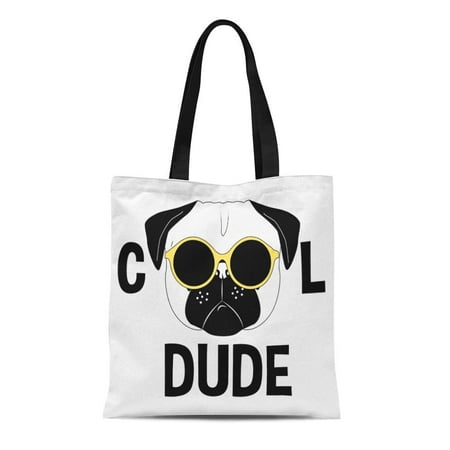 ASHLEIGH Canvas Tote Bag Funny Cool Pug Dog for Dude Print-Shirt Accessory Reusable Shoulder Grocery Shopping Bags Handbag