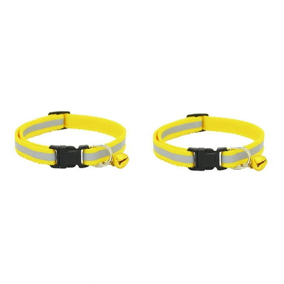 2X Adjustable Reflective Pet Collar Safety Release Buckle with for Dog (Yellow)