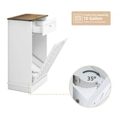 ELECWISH Kitchen Tilt Out Trash Can Cabinet Freestanding Trash Bin Holder Storage Drawer Waste Bin-Wooden Recycling Trash Cabinet,White
