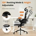 thumbnail image 3 of Ergonomic Office Chair, Mesh Chair with High Back, Lumbar Support, Headrest and Flip-up Armrests, Rolling Work Swivel Task Chairs for Home Office, Gray, 3 of 7