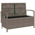 thumbnail image 6 of vidaXL Patio Storage Bench with Cushion Gray Poly Rattan, 6 of 11