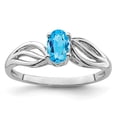 thumbnail image 1 of White Sterling Silver Ring Band Gemstone (12) December Swiss Blue Topaz Oval, 1 of 3