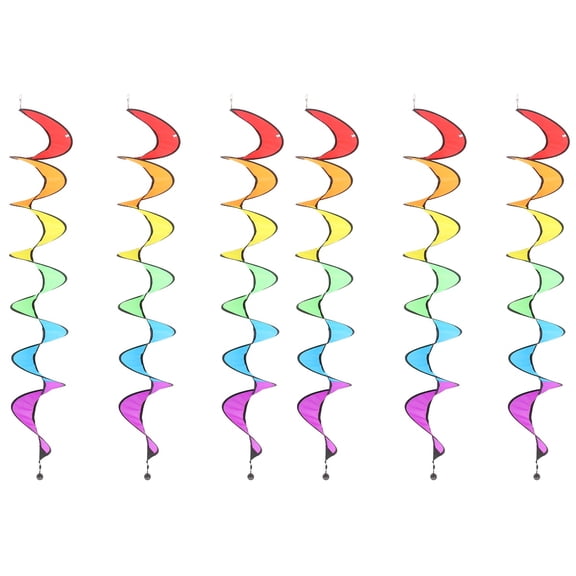 Jiyike 6 Pcs Hanging Spiral Rainbow Wind Rotating Windmill Colorful Wind Turn Tent Garden Outdoor Lawn Decoration