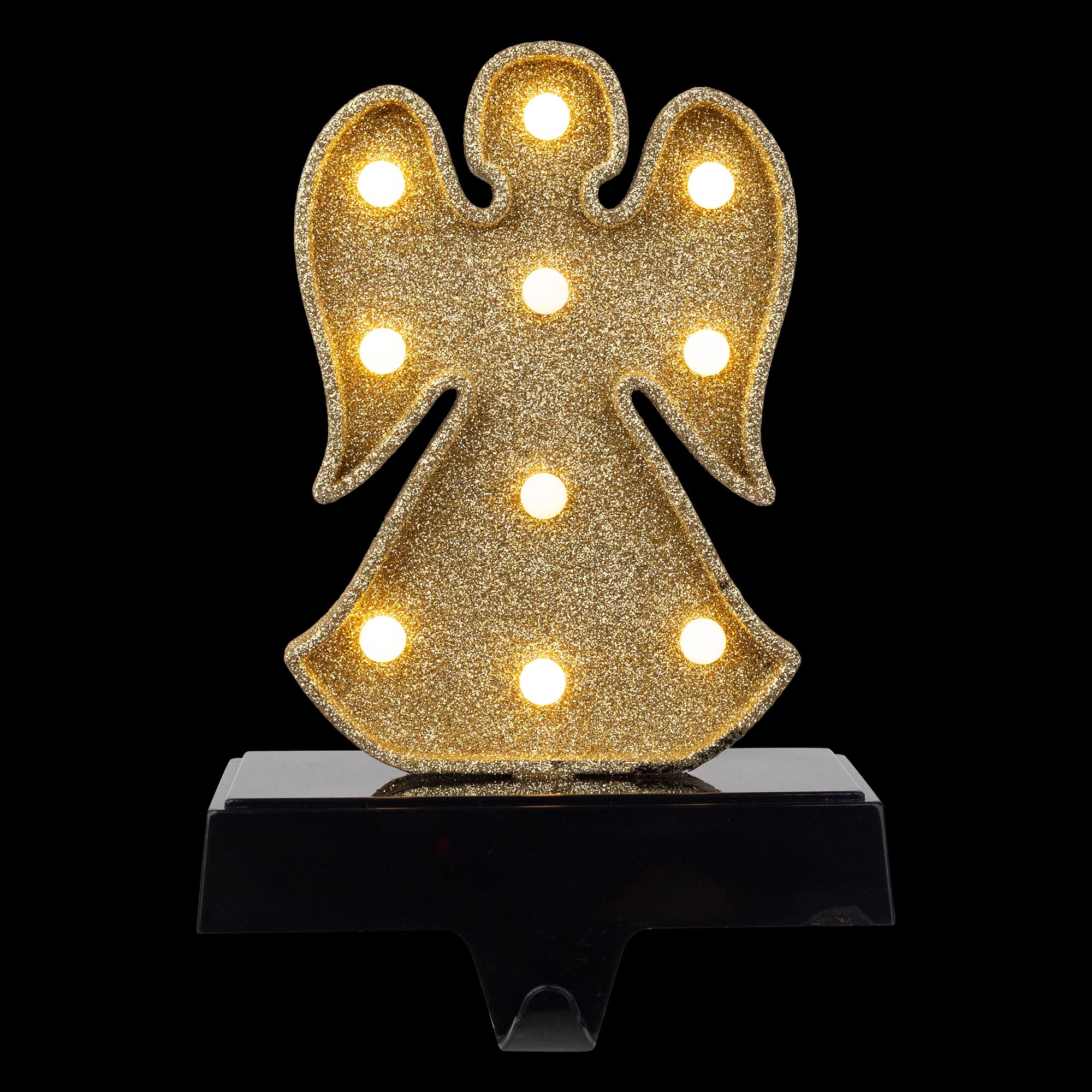 Northlight LED Lighted Glittered Angel Christmas Stocking Holder - 6.5" - Gold
