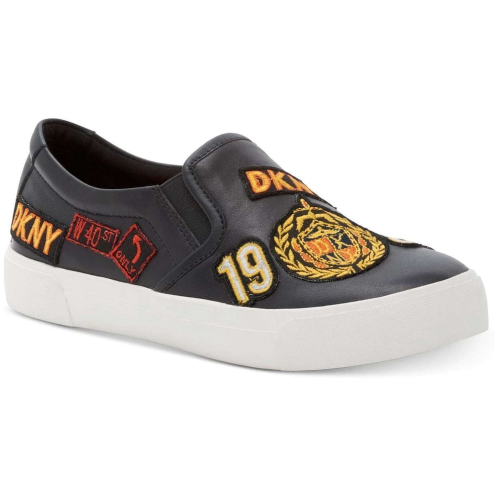 DKNY DKNY Womens Braylee Leather Low Top Slip On Fashion Sneakers