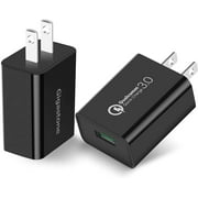 Gigastone USB 18W Fast Charge Wall Charger with Qualcomm Quick Charge 3.0 - Black, 2 Pack