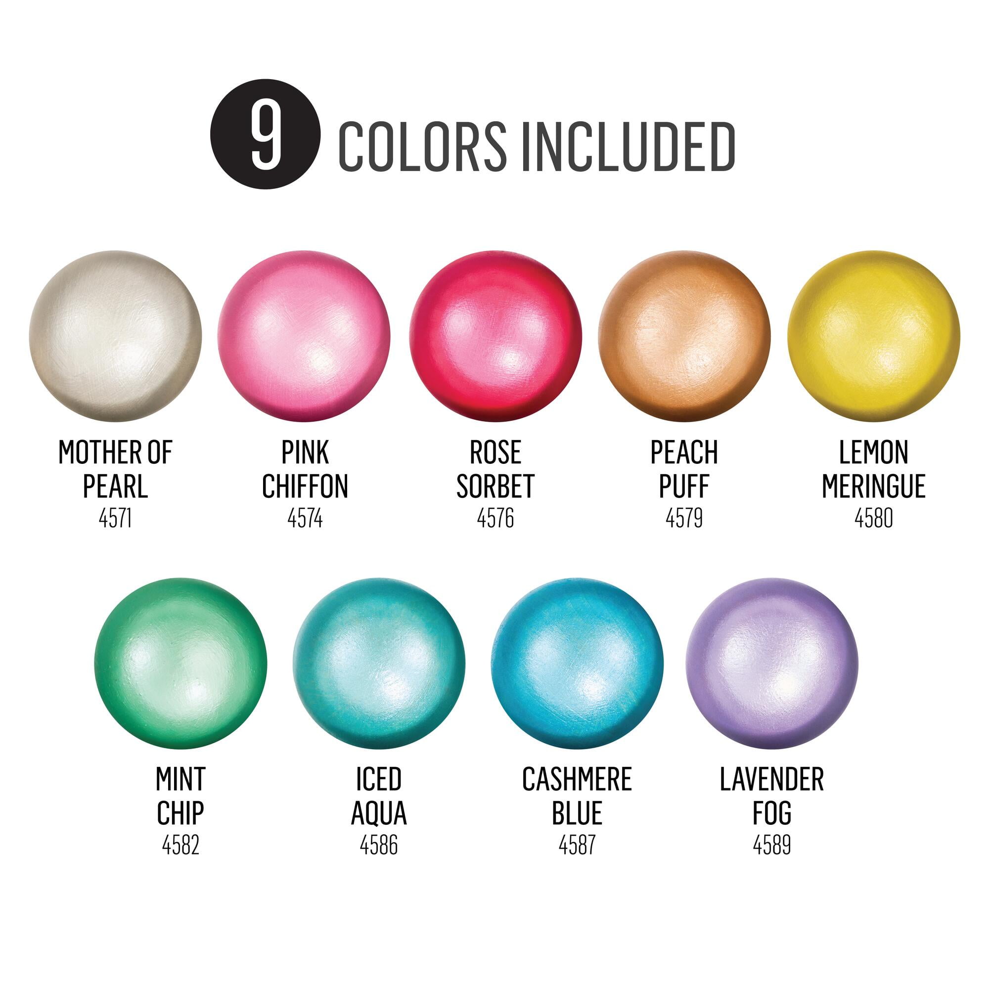 FolkArt Perle Acrylic Craft Paint and Brush Kit, Multicolor, Pearlescent Finish, Set of 12, 2 fl oz