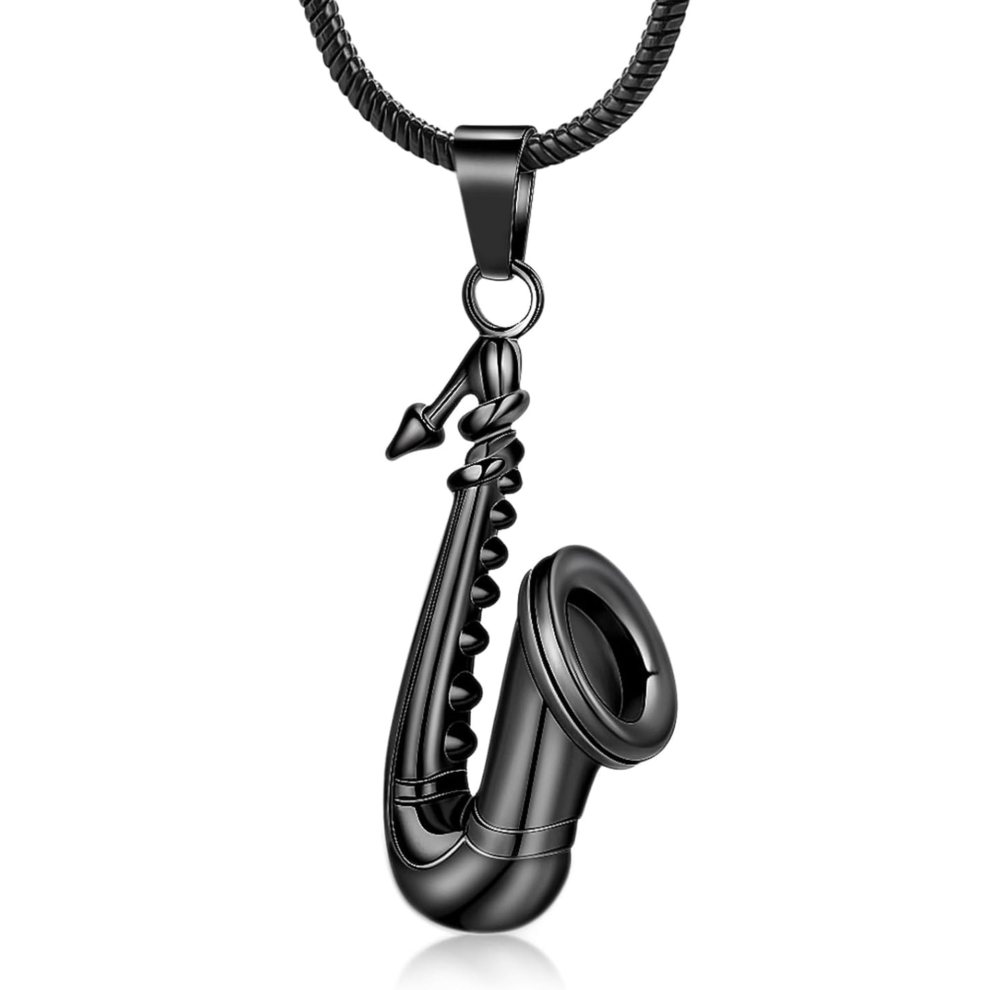 Saxophone Horn Urn Necklace for Ashes Music Saxophone Cremation Jewelry for Women Men Memorial Keepsake Pendant Personalized Musical Instruments Memorial Pendant Keepsake for Men Women